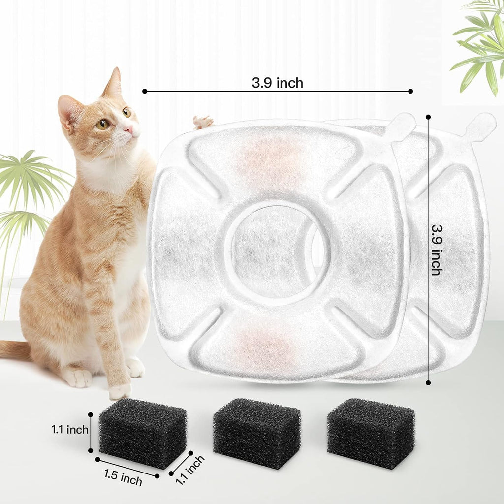 40 Pcs Cat Fountain Replacement Filters 20 Pack Cat Water Fountain Replacement Filters with 20 Pack Pre-Filter Sponges, Pet Fountain Filter Fit for 95Oz/2.8L Automatic Pet Fountain Cat Water Fountain