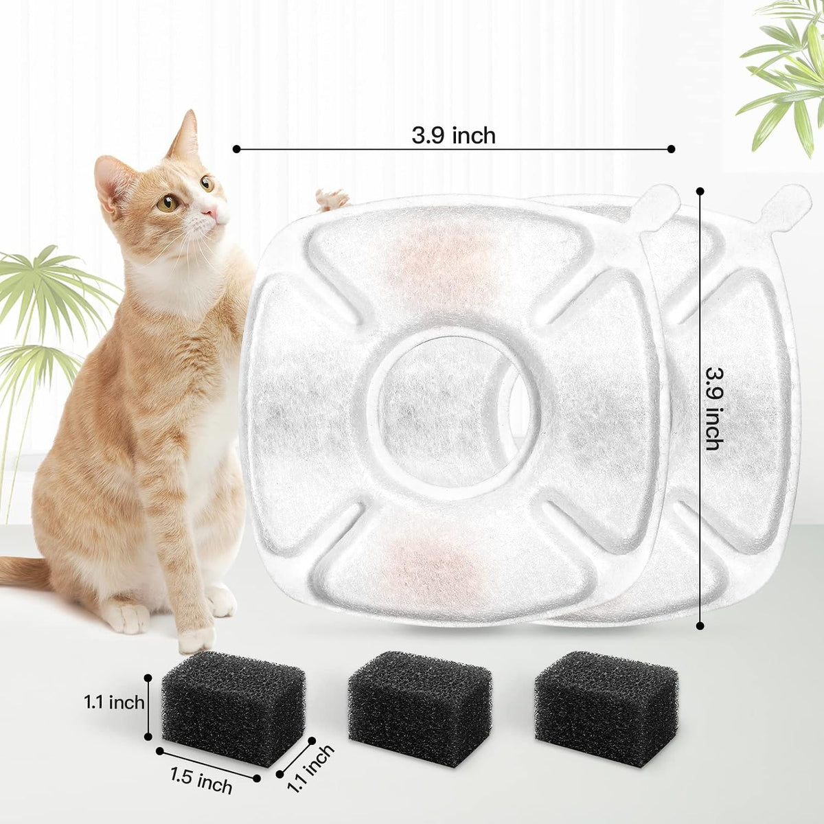 40 Pcs Cat Fountain Replacement Filters 20 Pack Cat Water Fountain Replacement Filters with 20 Pack Pre-Filter Sponges, Pet Fountain Filter Fit for 95Oz/2.8L Automatic Pet Fountain Cat Water Fountain