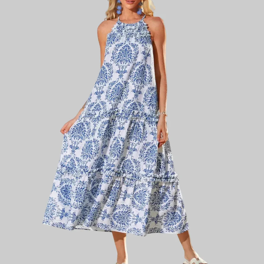 Juliette – Chic Boho Halter Tiered Maxi Dress