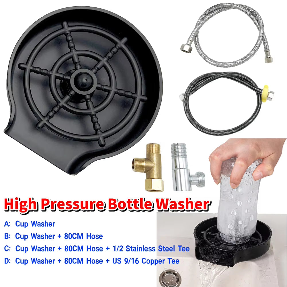 Automatic Glass Rinser High Pressure Cup Washer Bar Beer Milk Tea Cup Cleaner Automatic Glass Cup Washer for Kitchen Sink