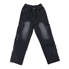 Star Embroidery Straight Casual Men Jeans Gothic Neutral New Wide Leg Loose Hip-Hop Fashion Youth Streetwear Denim Trousers Y2K